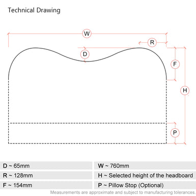 Cliveden | 2ft 6 Small Single | Double-Humped | Shaped Upholstered Headboard