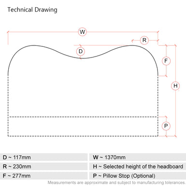 Cliveden | UK 4ft 6 Double | Double-Humped | Shaped Upholstered Headboard
