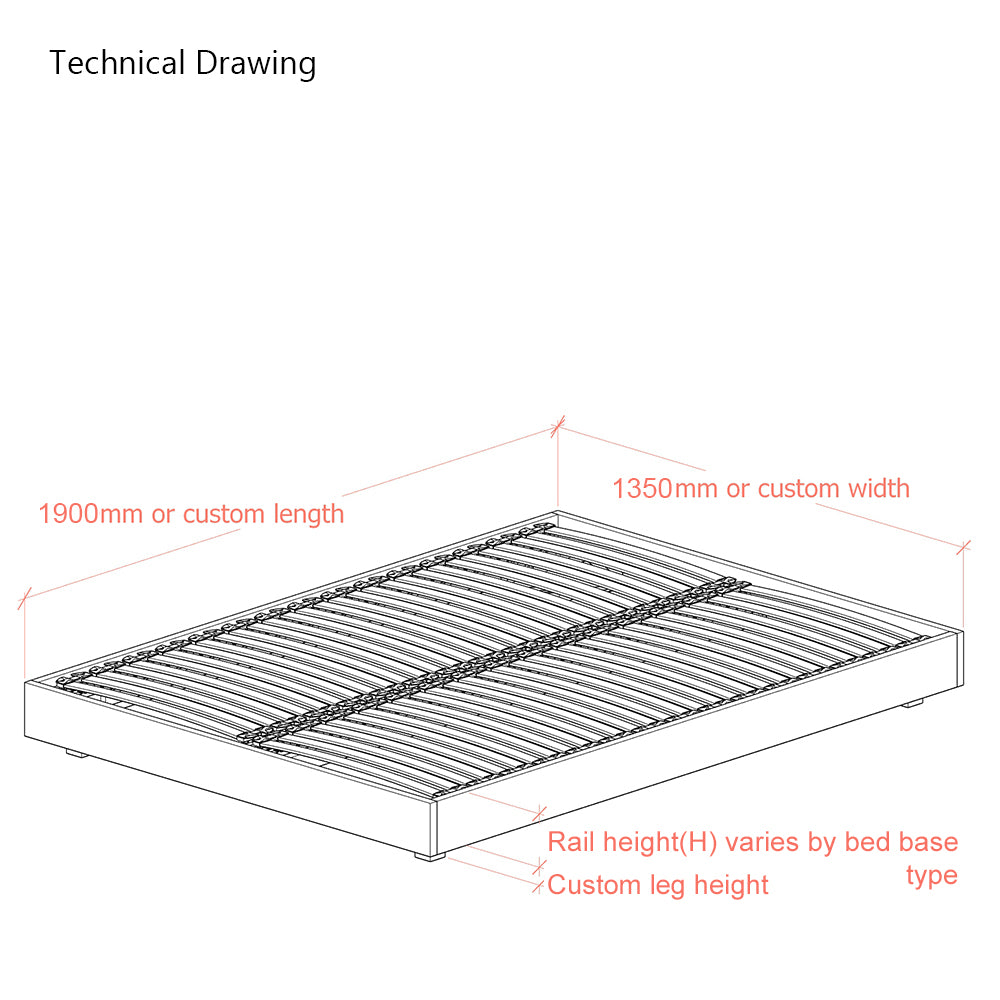 Hempel 4ft 6 Double Low Platform Upholstered Bed Frame
