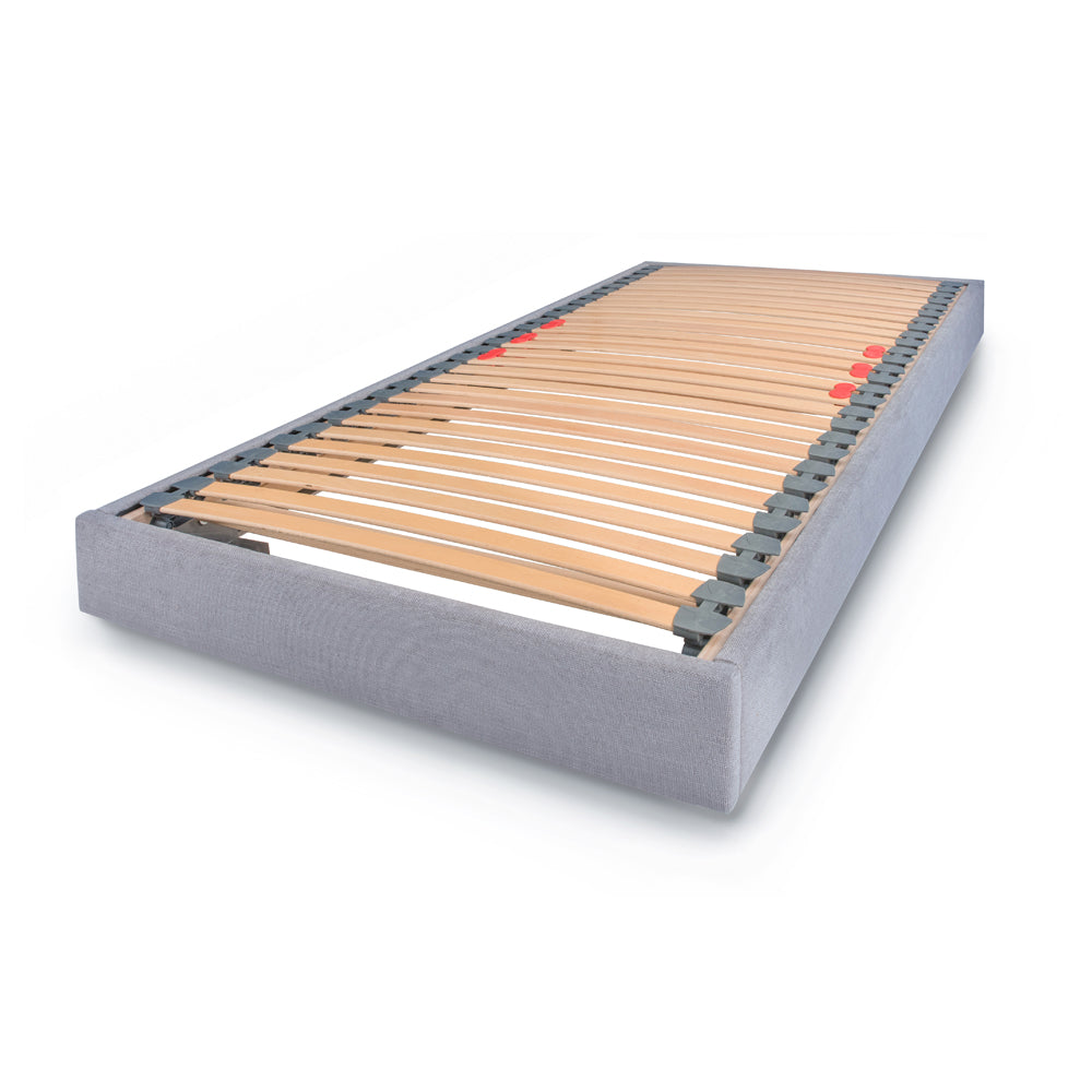Upholstered platform bed shop frame with legs