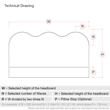 Ripley | 4ft 6 UK Double | Waved | Upholstered Headboard