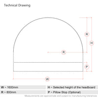 Lunarleigh | 1600mm European King size | Domed | Shaped Upholstered Headboard