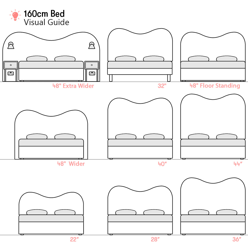 Cliveden | 1600mm European King size | Double-Humped | Shaped Upholstered Headboard