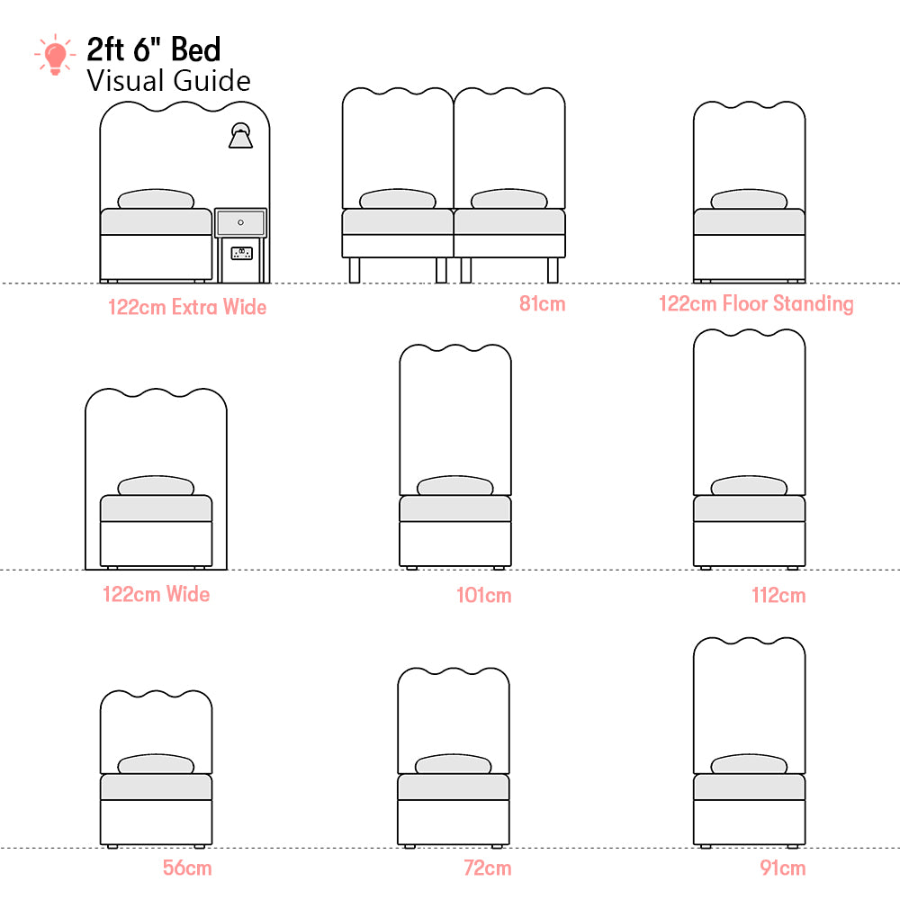 Ripley | 2ft 6 Small Single | Waved | Upholstered Headboard