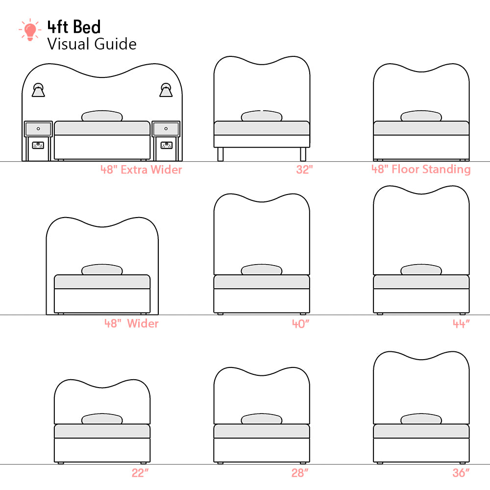 Cliveden | 4ft Small Double | Double-Humped | Shaped Upholstered Headboard