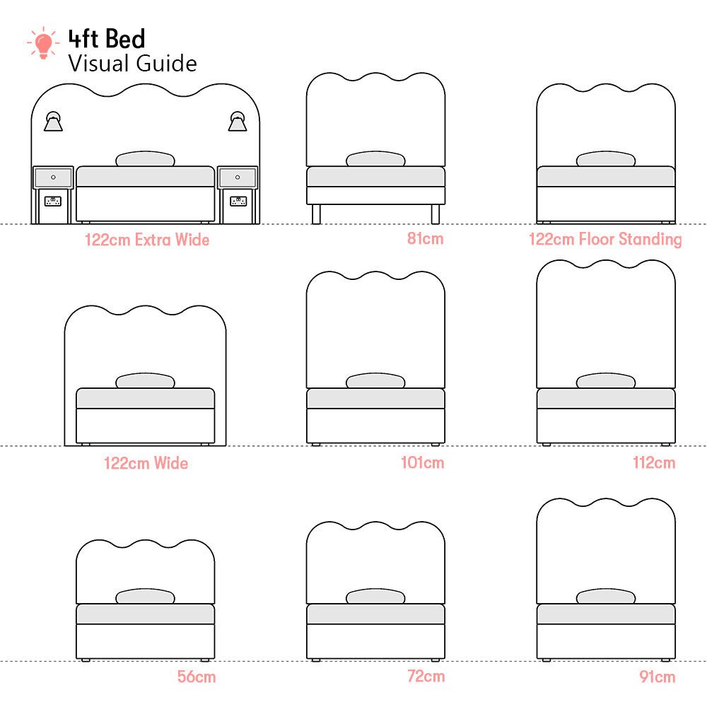 Ripley | 4ft Small Double | Waved | Upholstered Headboard