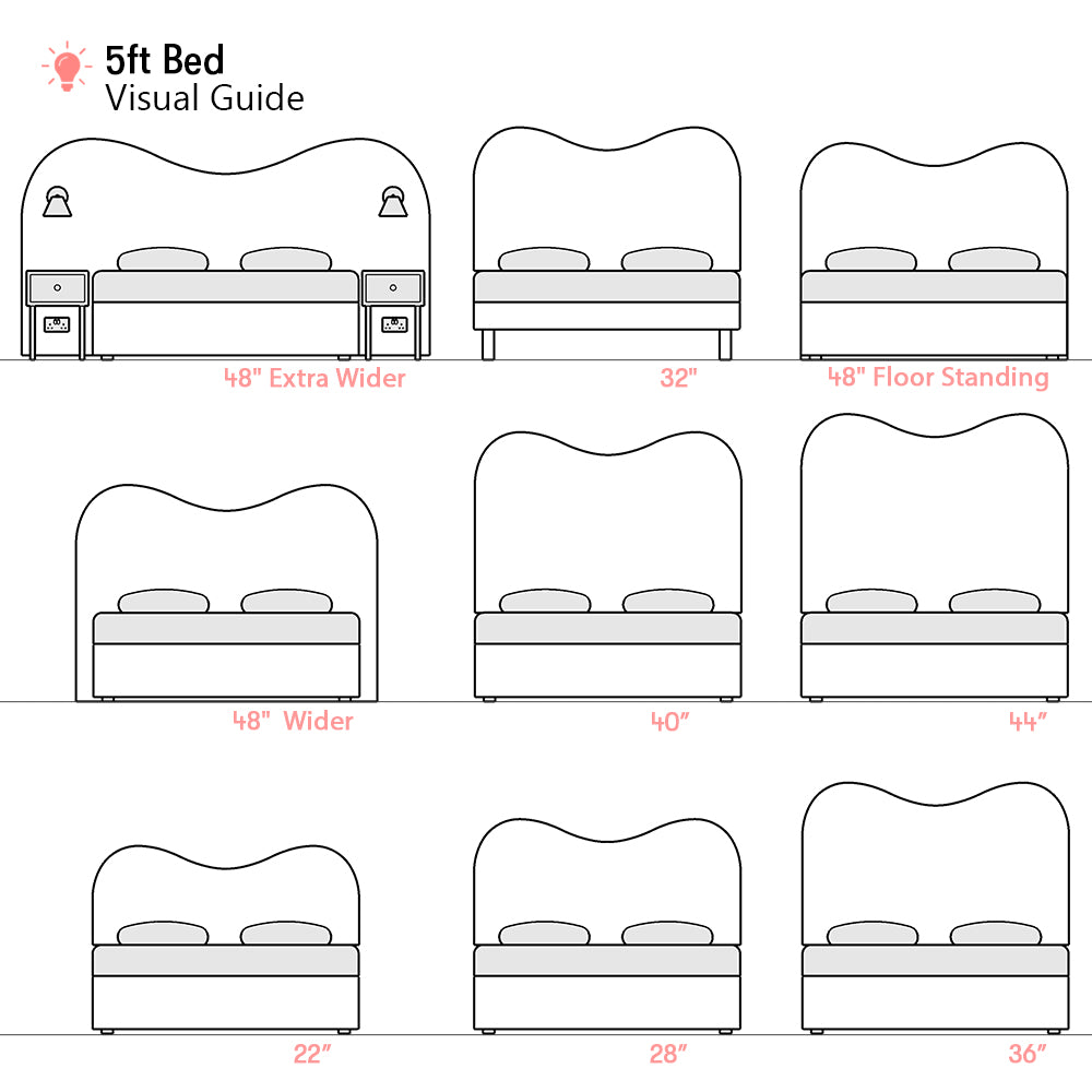 Cliveden | UK 5ft King size | Double-Humped | Shaped Upholstered Headboard