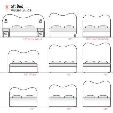 Cliveden | UK 5ft King size | Double-Humped | Shaped Upholstered Headboard