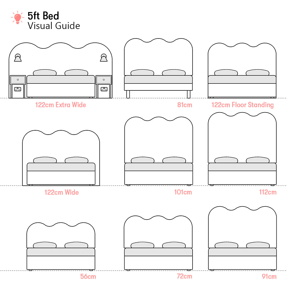Ripley | 5ft UK King | Waved | Upholstered Headboard