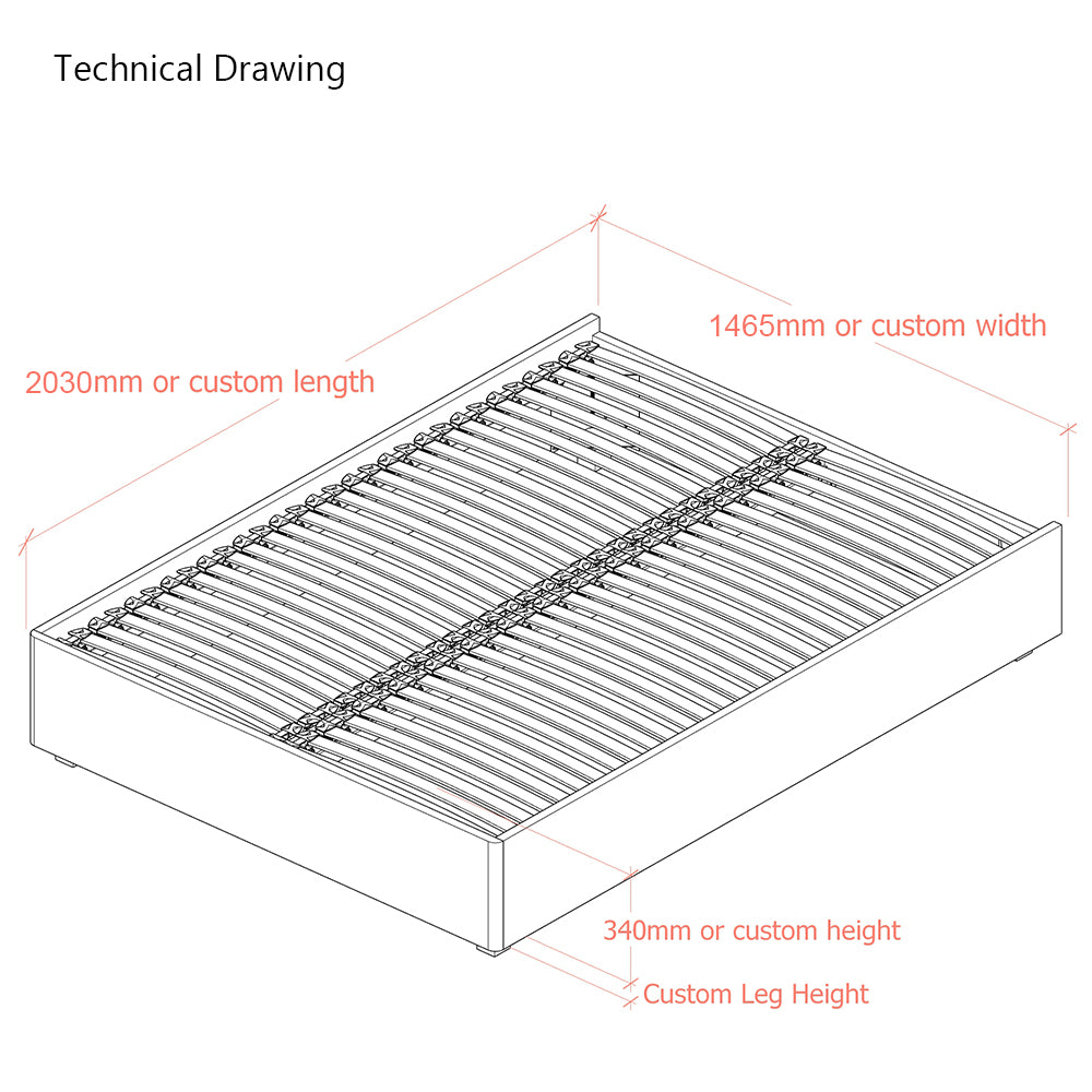 Corinthia 3 Sided European Double 140cm Upholstered Bed Frame