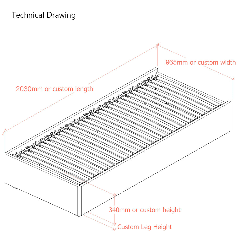 Corinthia 3 Sided European Single 90cm Upholstered Bed Frame