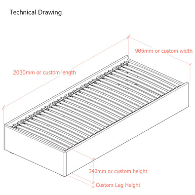 Corinthia 3 Sided European Single 90cm Upholstered Bed Frame