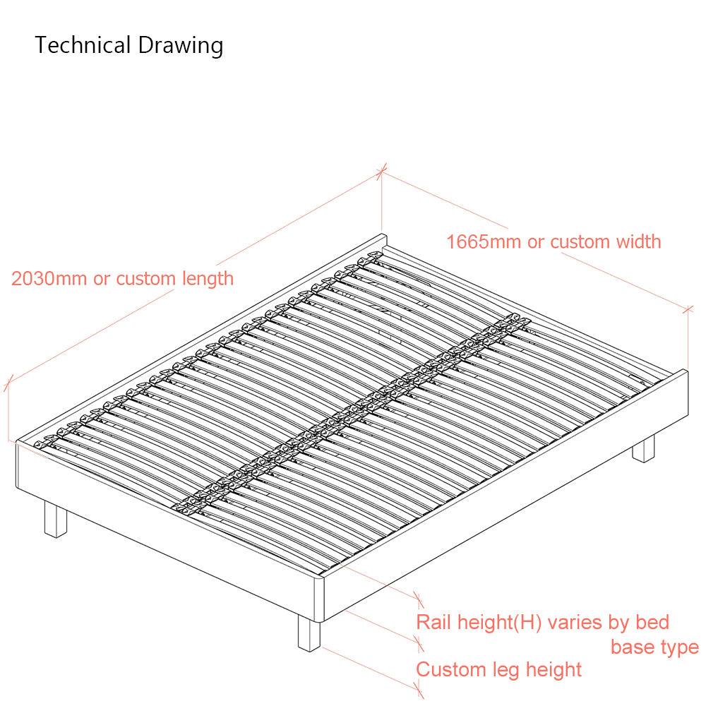 Dilly 3 Sided European King 160cm Upholstered Bed Frame with Interchangeable Legs