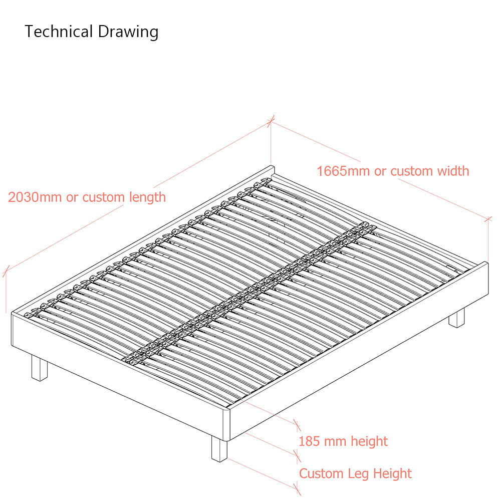 Dilly 3 Sided European Double 140cm Upholstered Bed Frame with Interchangeable Legs