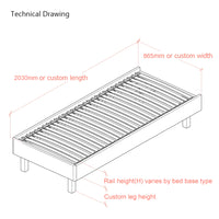 Dilly 3 Sided European Small Single 80cm Upholstered Bed Frame with Interchangeable Legs
