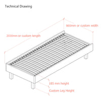 Dilly 3 Sided European Small Single 80cm Upholstered Bed Frame with Interchangeable Legs