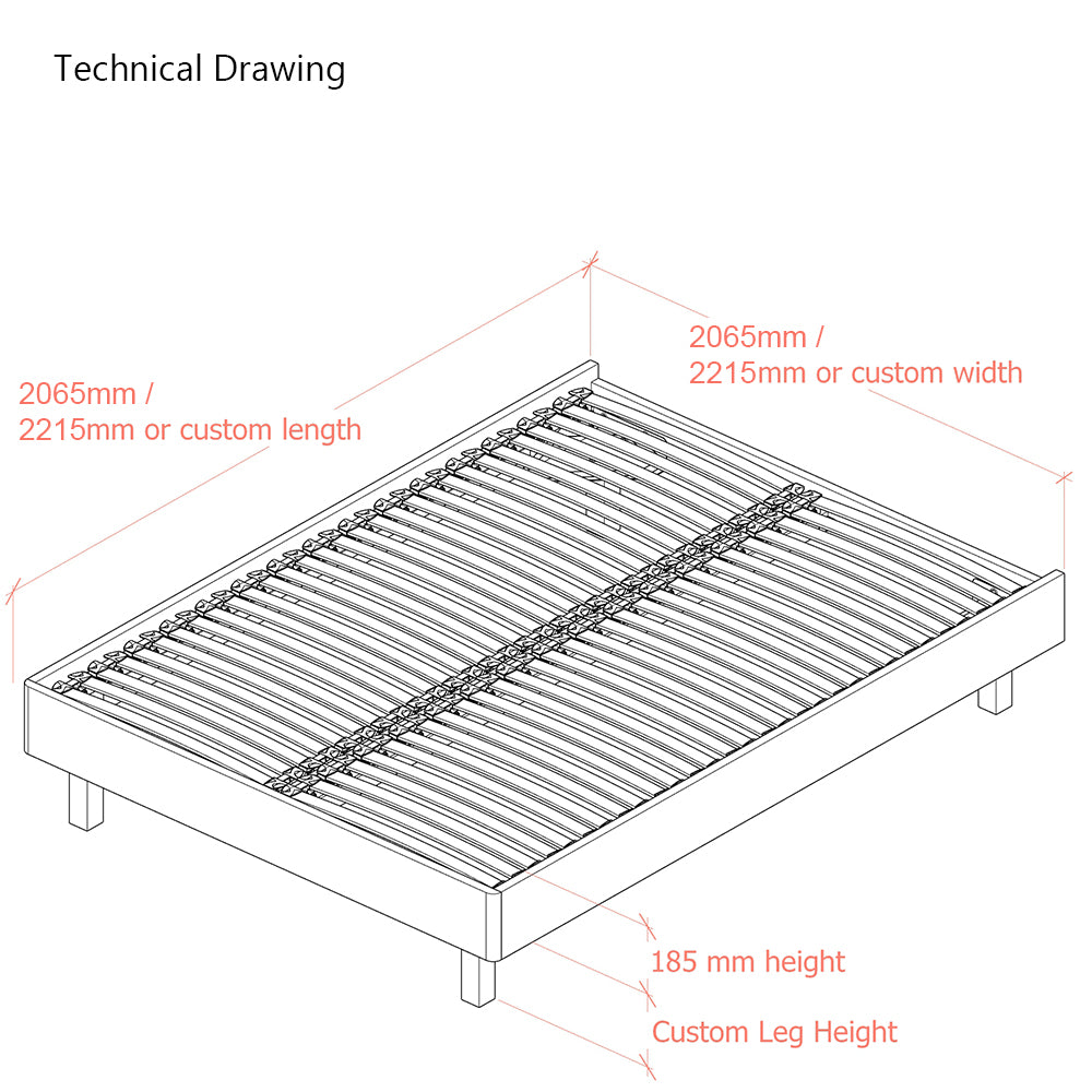 Dilly 3 Sided Emperor Size Upholstered Bed Frame with Interchangeable Legs