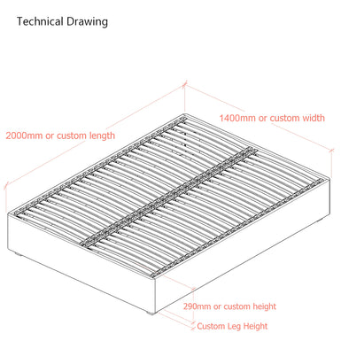 Fleming Space-Saving European Double 140cm Upholstered Bed Frame