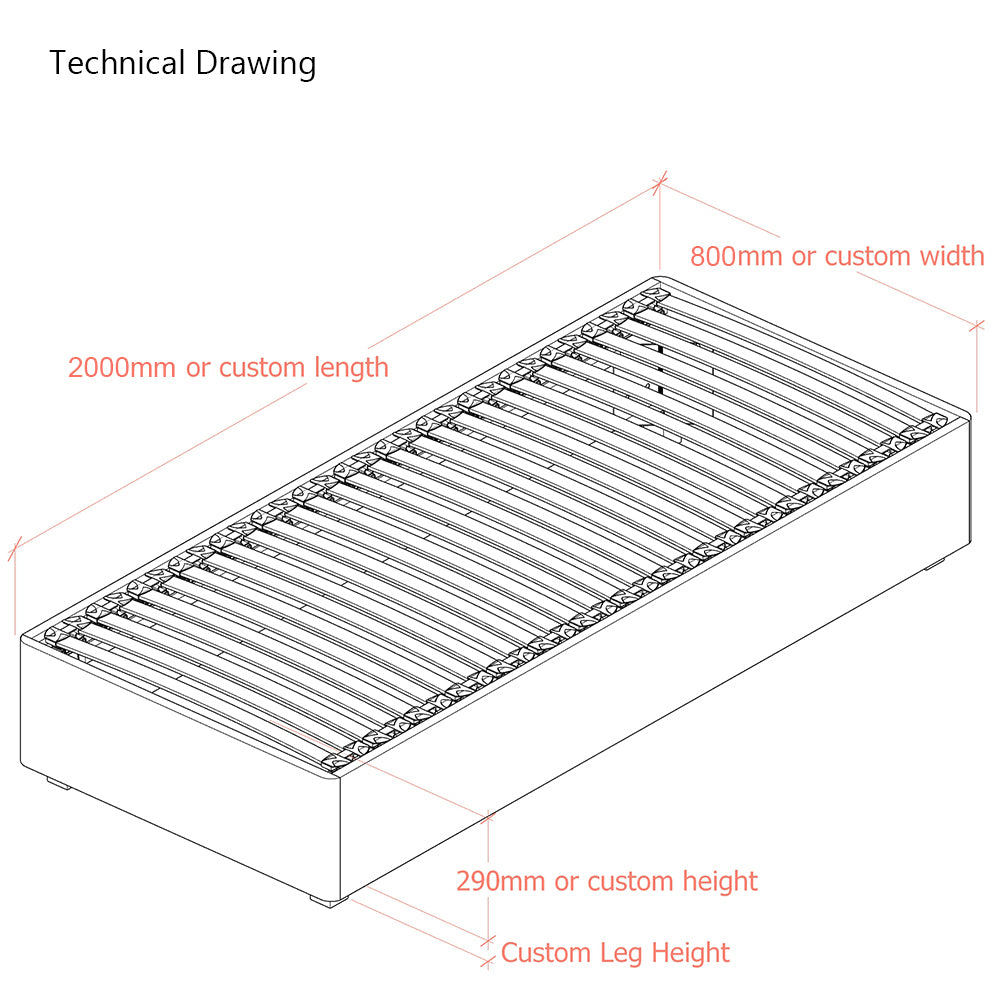 European Fleming Space-Saving 80cm Small Single Upholstered Bed Frame