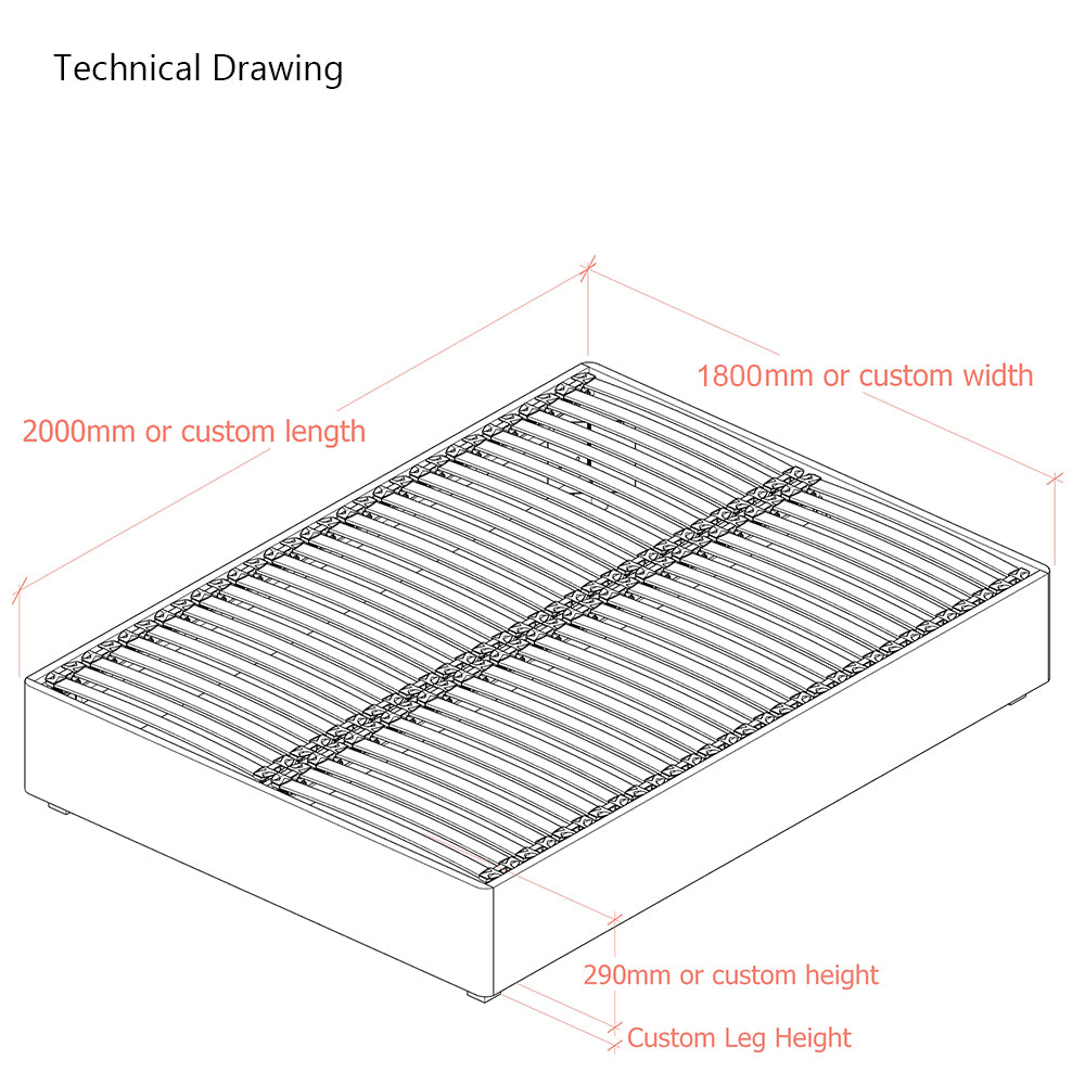 Fleming Space-Saving 6ft Super King Size Upholstered Bed Frame
