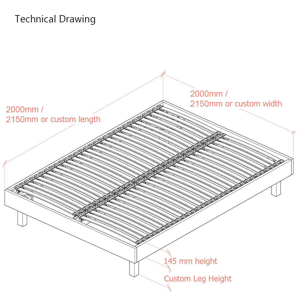 Goring Emperor Size Upholstered Bed Frame with Interchangeable Bed Legs