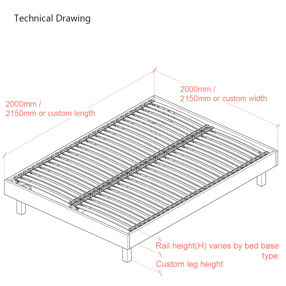 Goring Emperor Size Upholstered Bed Frame with Interchangeable Bed Legs