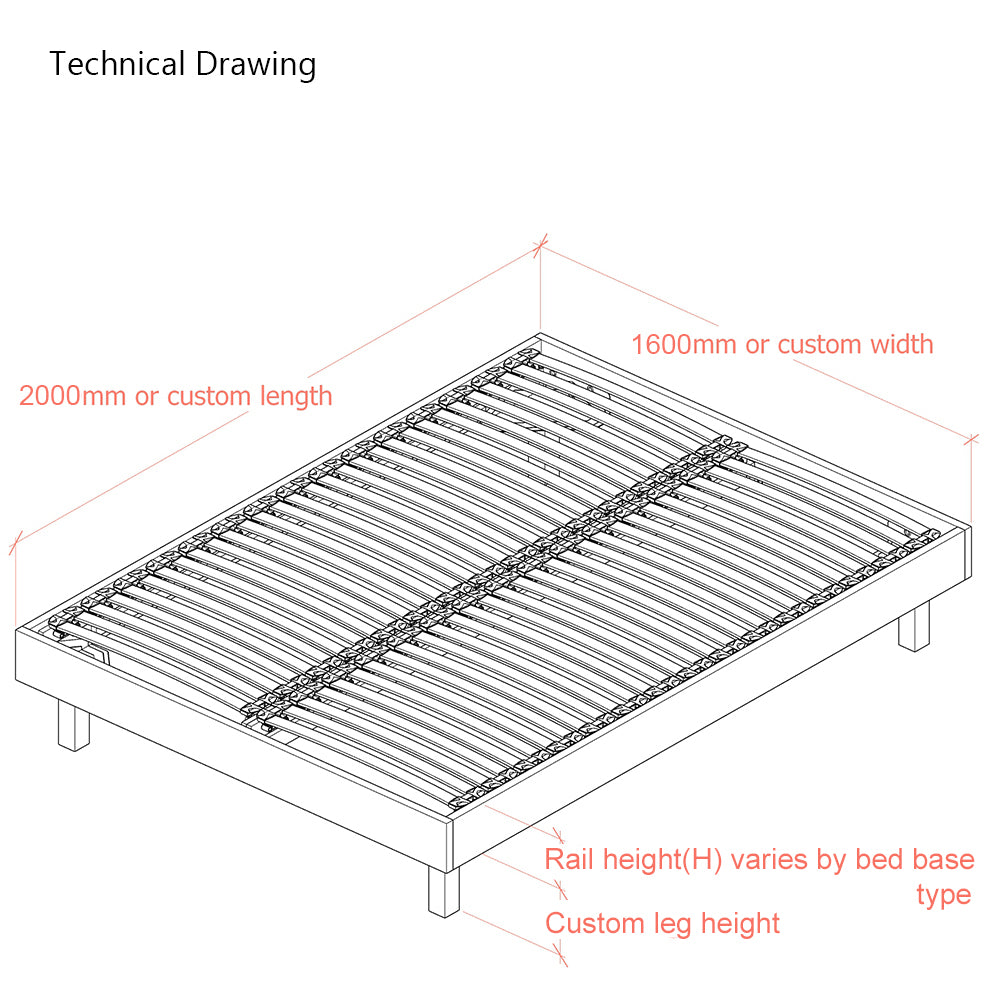 Goring European King 160cm Upholstered Bed Frame with Interchangeable Bed Legs