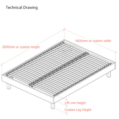 Goring European King 160cm Upholstered Bed Frame with Interchangeable Bed Legs