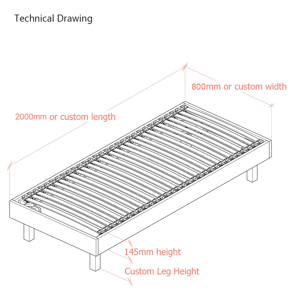 European Goring 80cm Small Single Upholstered Bed Frame with Interchangeable Bed Legs