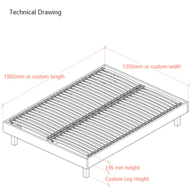 Goring 4ft 6 Double Upholstered Bed Frame with Interchangeable Bed Legs