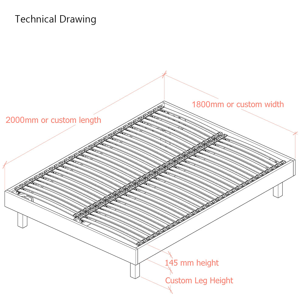 Goring 6ft Super King Size Upholstered Bed Frame with Interchangeable Bed Legs