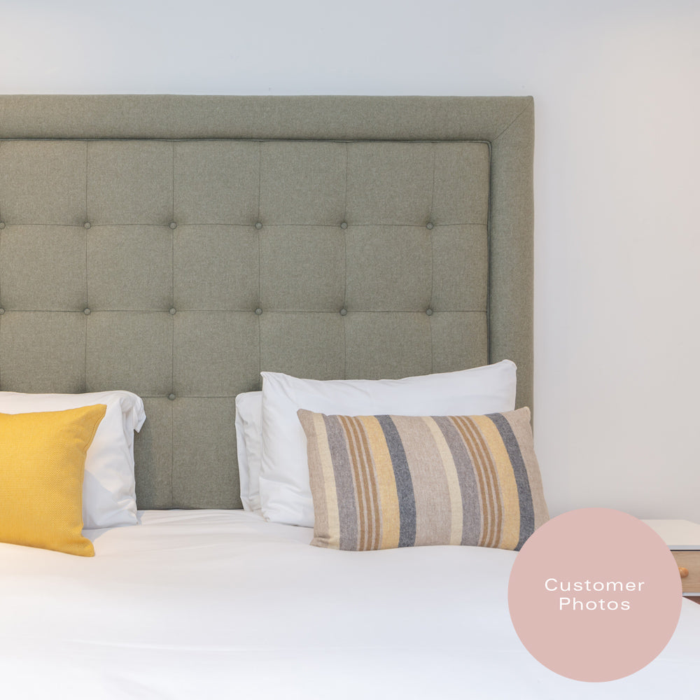 Dufton | Emperor Size | Buttoned Squares with Piped Border | Upholstered Headboard