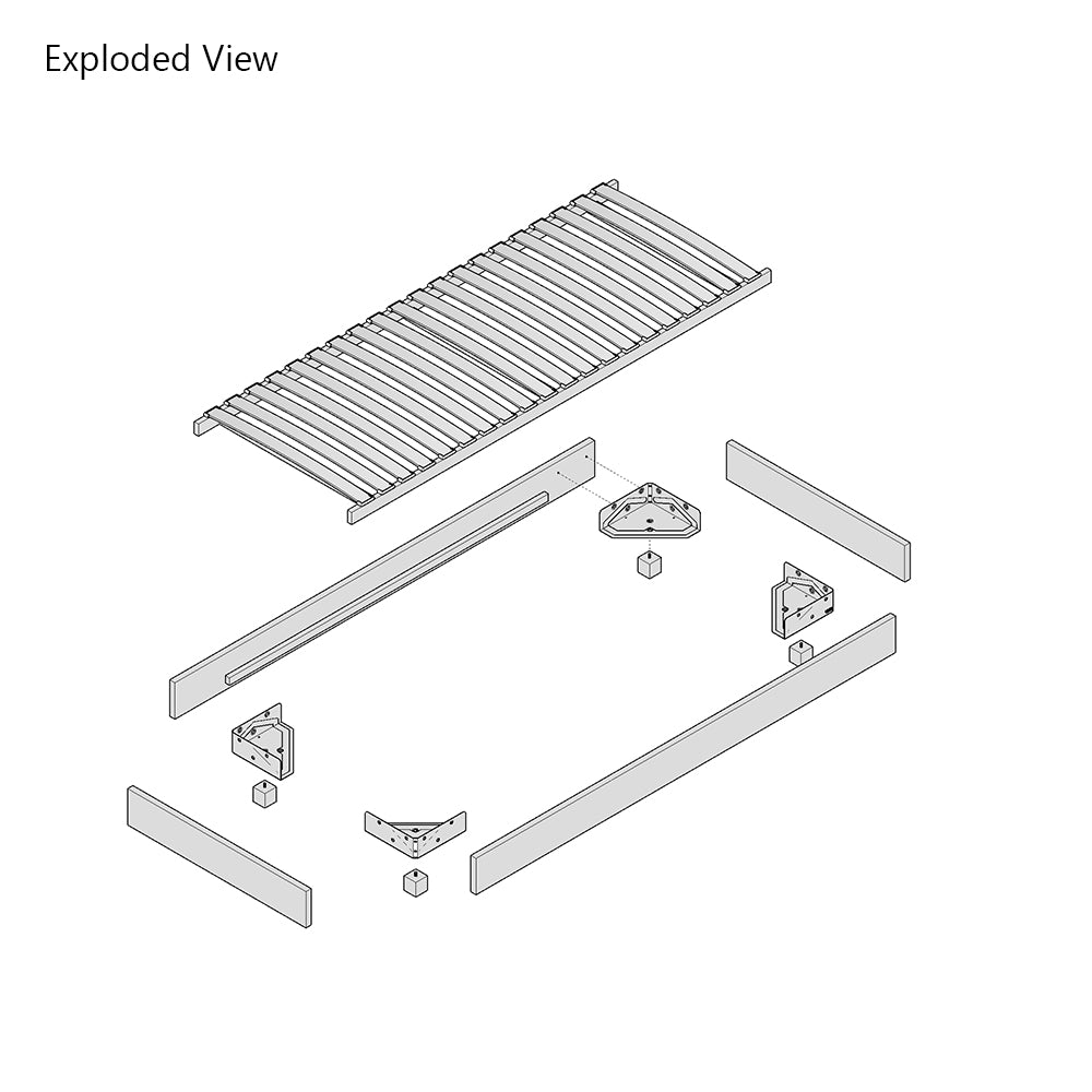 UK Hempel 3ft Single Low Platform Upholstered Bed Frame