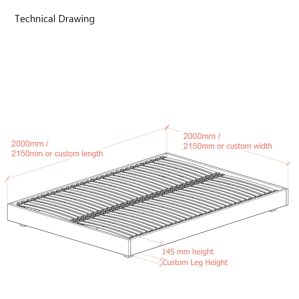 Hempel Emperor Size Low Platform Upholstered Bed Frame