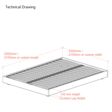 Hempel Emperor Size Low Platform Upholstered Bed Frame