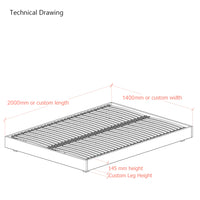 Hempel European Double 140cm Low Platform Upholstered Bed Frame
