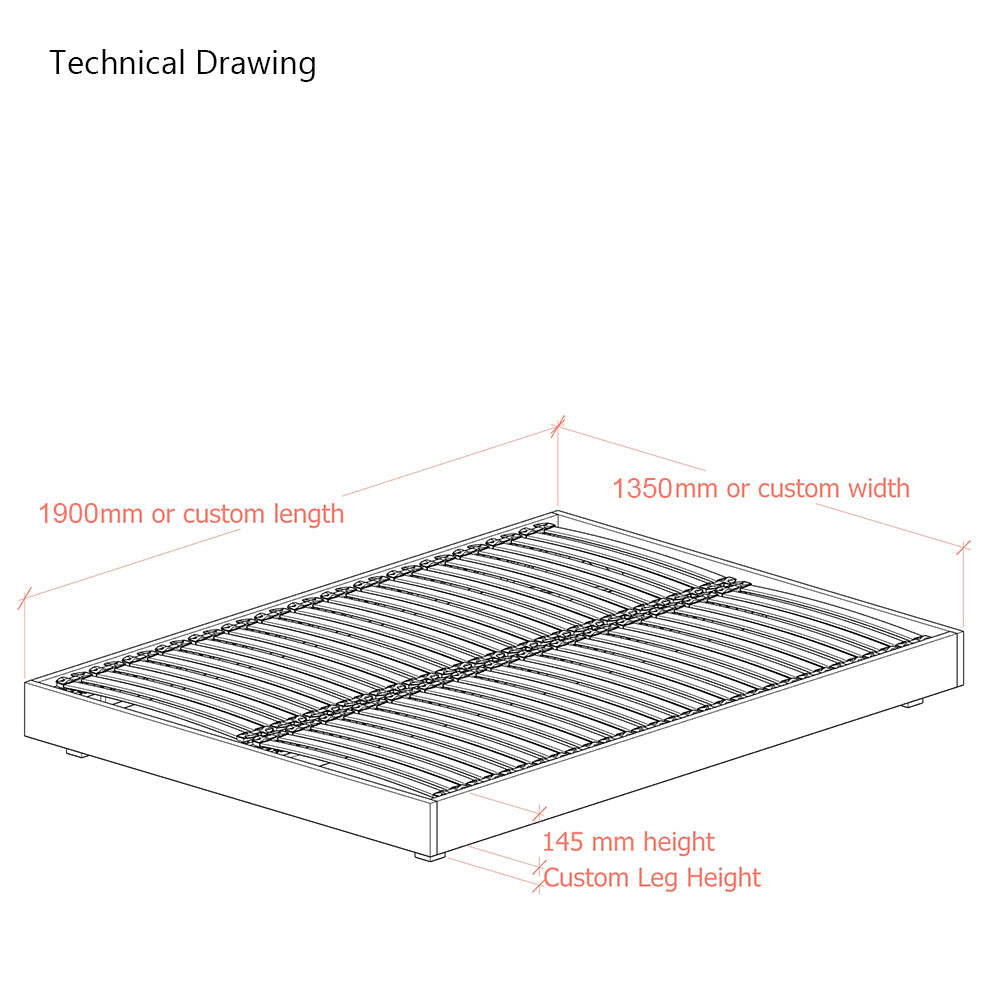 Hempel 4ft 6 Double Low Platform Upholstered Bed Frame