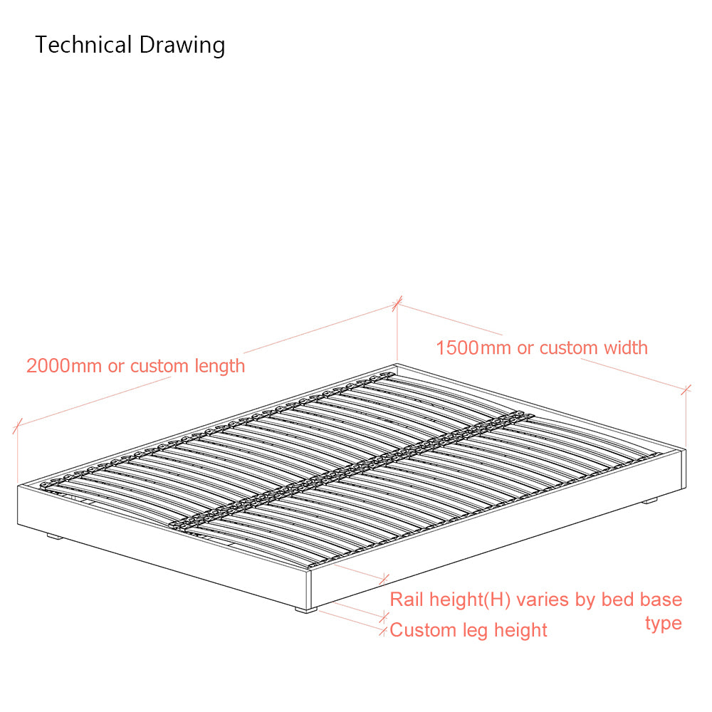 Hempel 5ft King Size Low Platform Upholstered Bed Frame