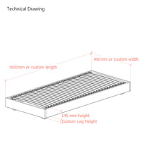 European Hempel 90cm Single Low Platform Upholstered Bed Frame
