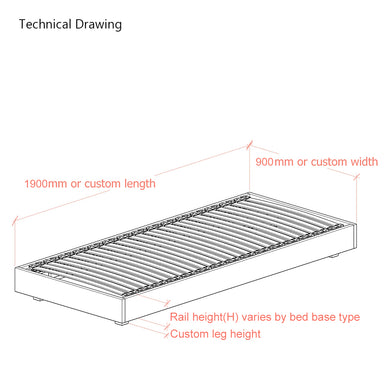UK Hempel 3ft Single Low Platform Upholstered Bed Frame