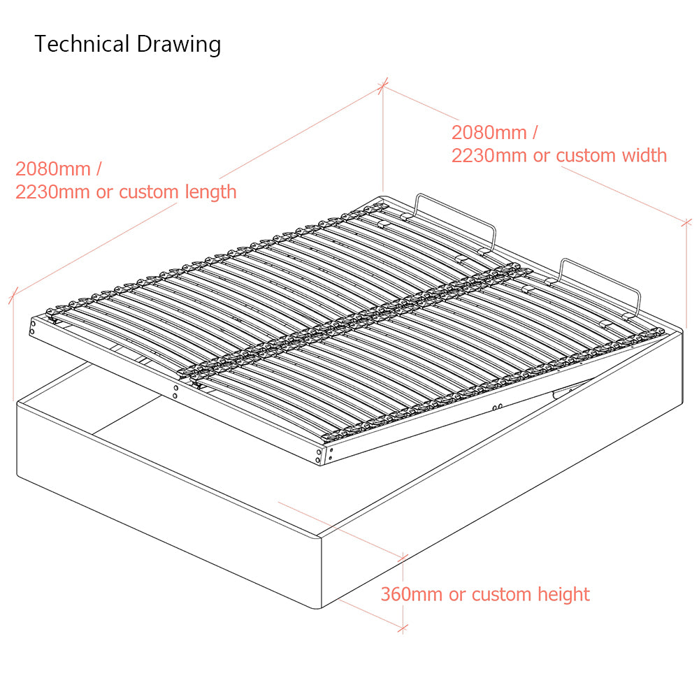 Langham Emperor size Upholstered Lift-Up Ottoman Bed Frame