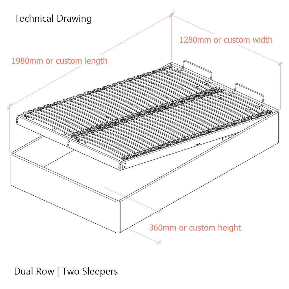 Langham 4ft Small Double Upholstered Lift-Up Ottoman Bed Frame
