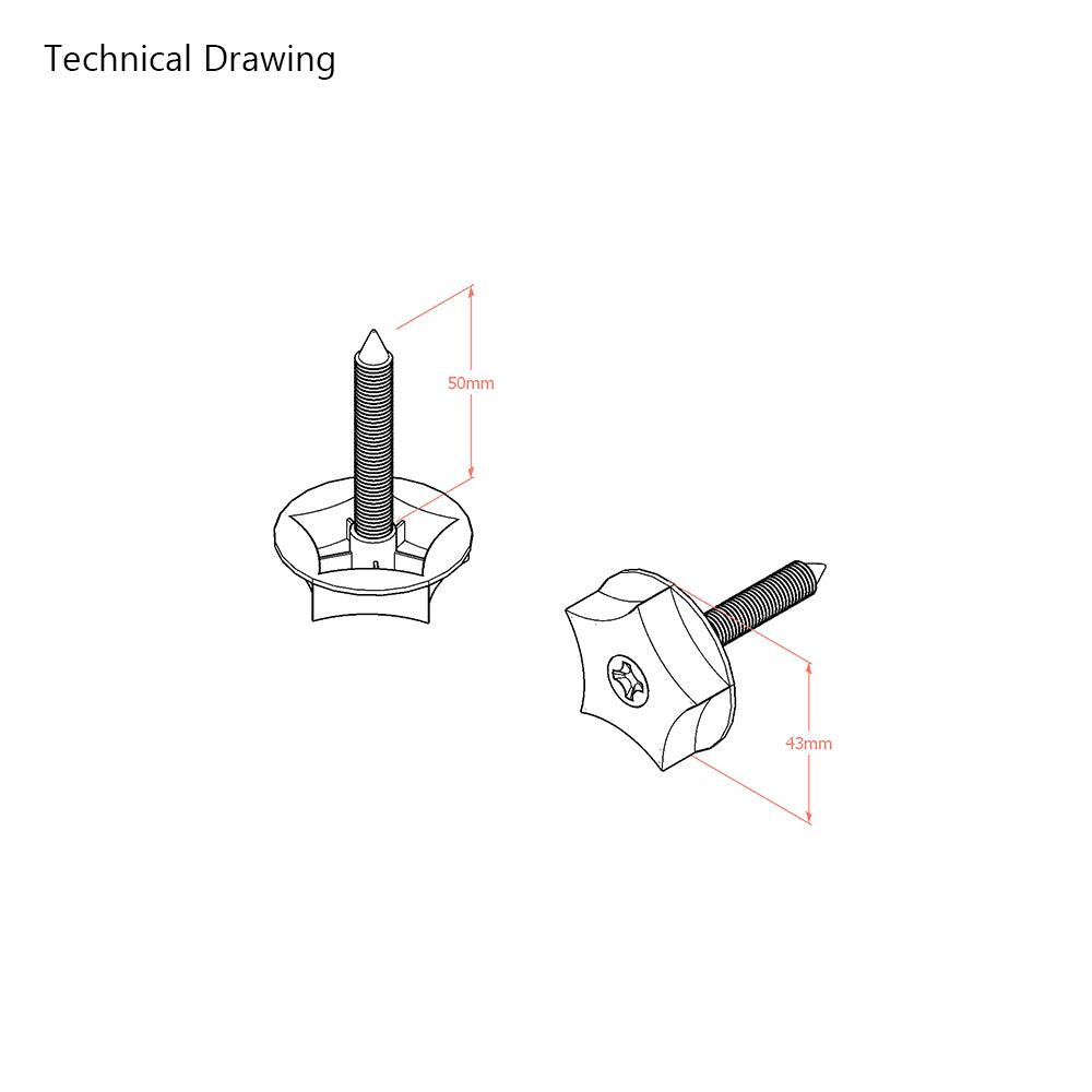 M8 x 50mm Metric Divan Bed Headboard Bolts (pair)