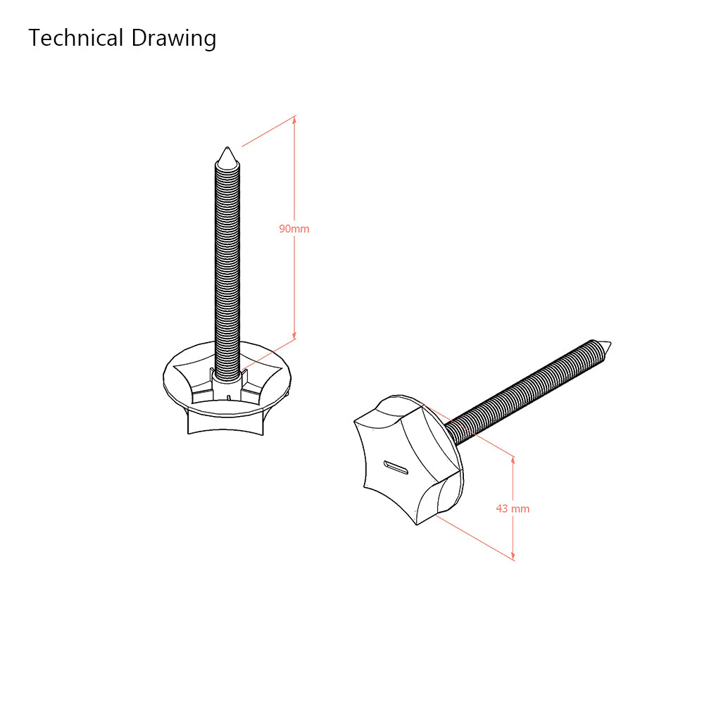 M8 x 90mm Metric Divan Bed Headboard Bolts (Pair)