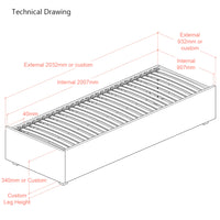 Megaro Corner 90cm European Single Upholstered Bed Frame