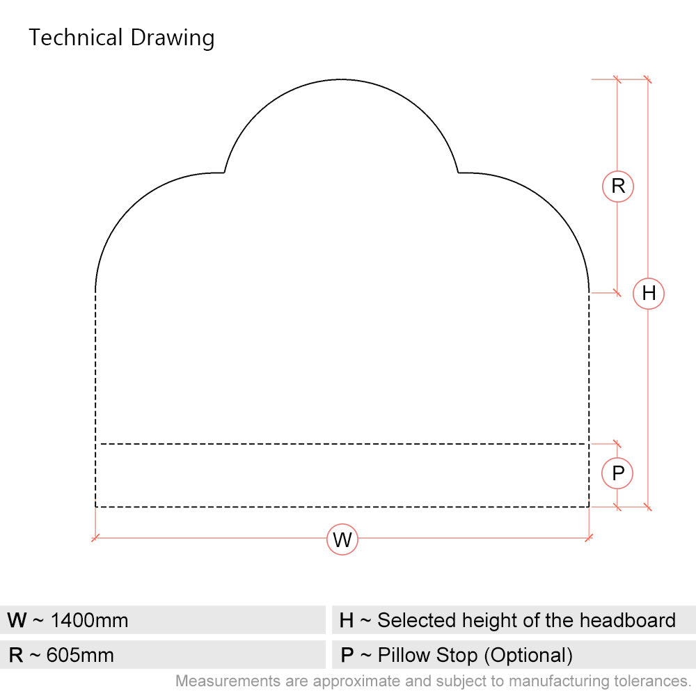 Melford | Triple Arch | 140cm European Double | Upholstered Headboard