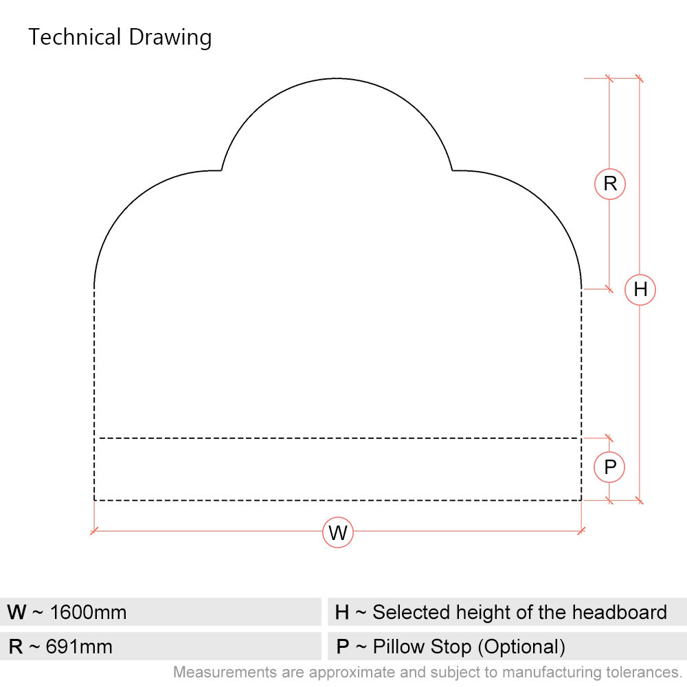 Melford | Triple Arch | 160cm European King | Upholstered Headboard