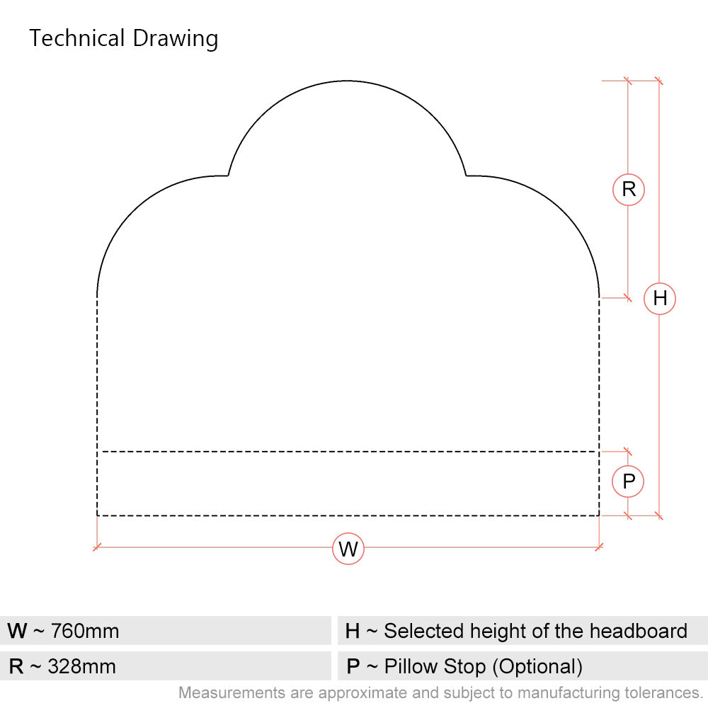 Melford | Triple Arch | 2ft 6 Small Single | Upholstered Headboard