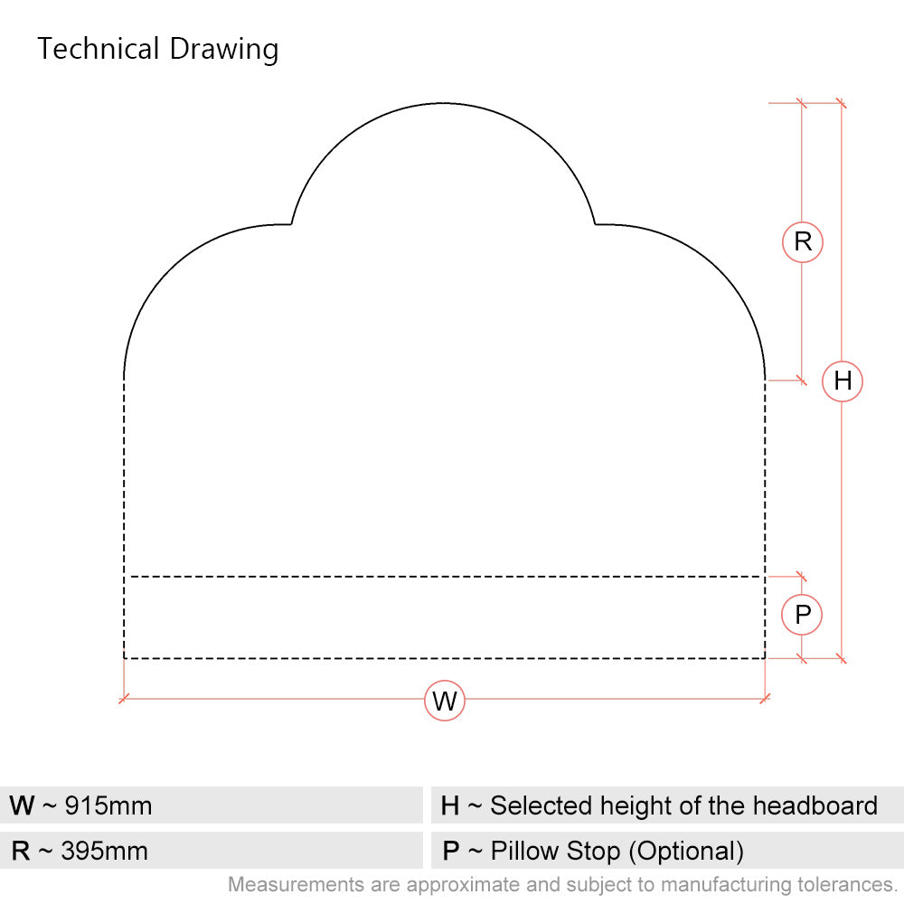 Melford | Triple Arch | 3ft Single | Upholstered Headboard
