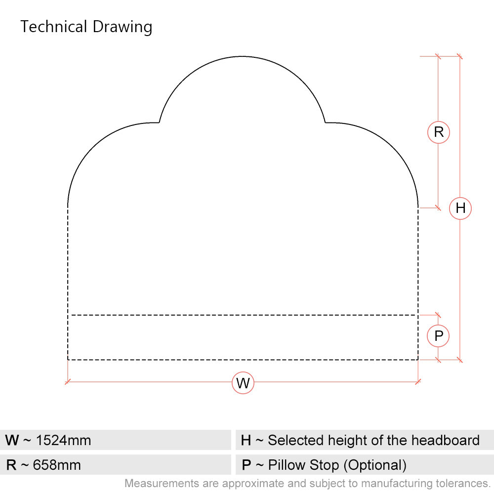 Melford | Triple Arch | 5ft UK King | Upholstered Headboard